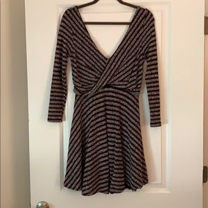 Free people maroon and grey swing dress